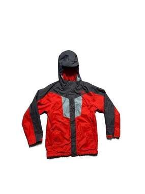 The North Face Youth HyVent Hooded Rain Jacket Red/Grey Size M (10/12)